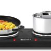 Elite Gourmet EDB-302BF Countertop Double Cast Iron Burner, 1500 Watts Electric Hot Plate, Temperature Controls, Power Indicator Lights, Easy to Clean, Black - Image 3